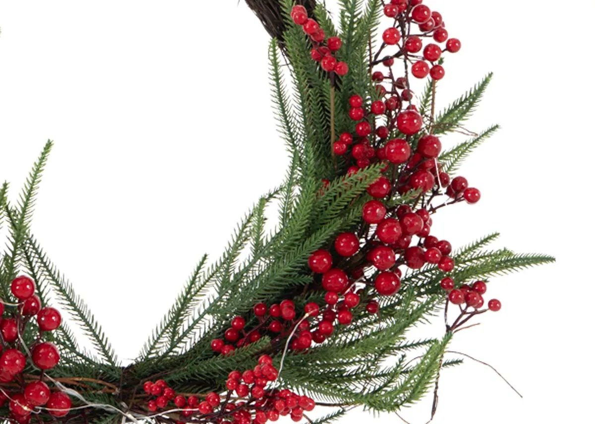 A dimension image of the Ember Red Hanging wreath with 80cm