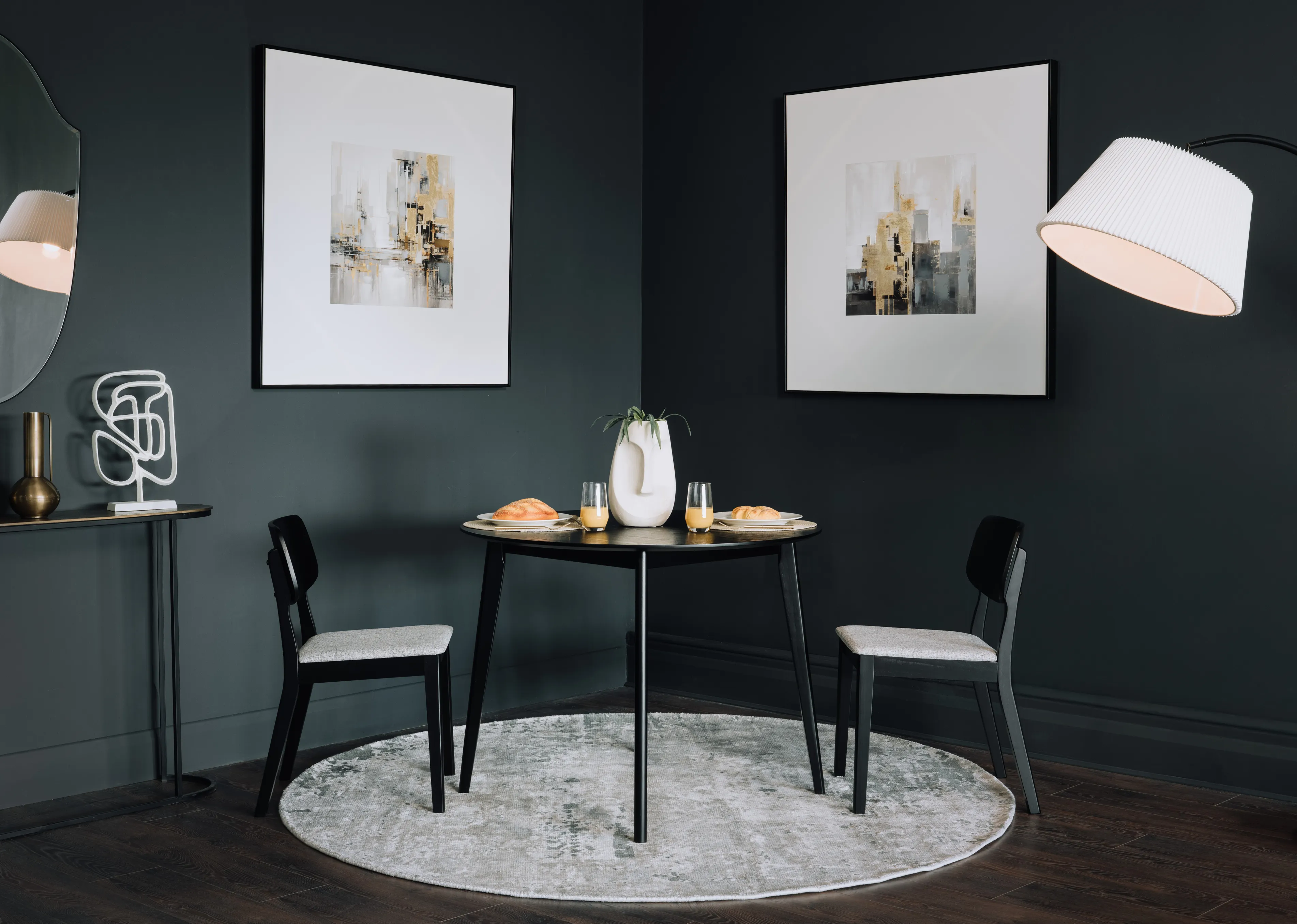 100cm Black Wood Round Dining Table - Sonoma