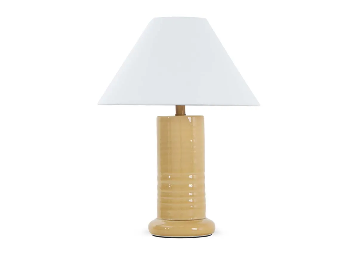 Mustard Ceramic Table Lamp with White Shade - Althea