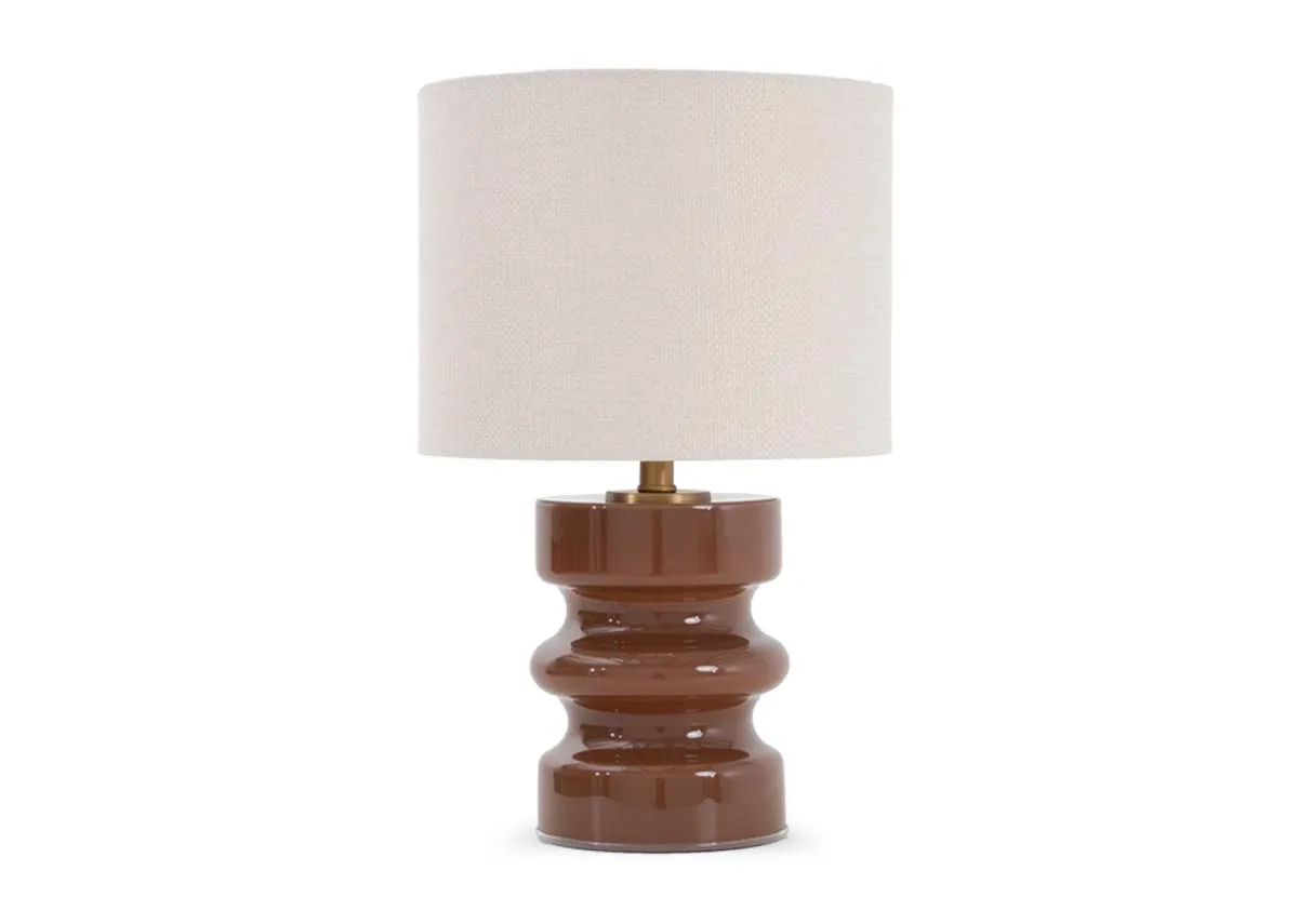 Brown Ceramic Table Lamp with White Shade - Emmie