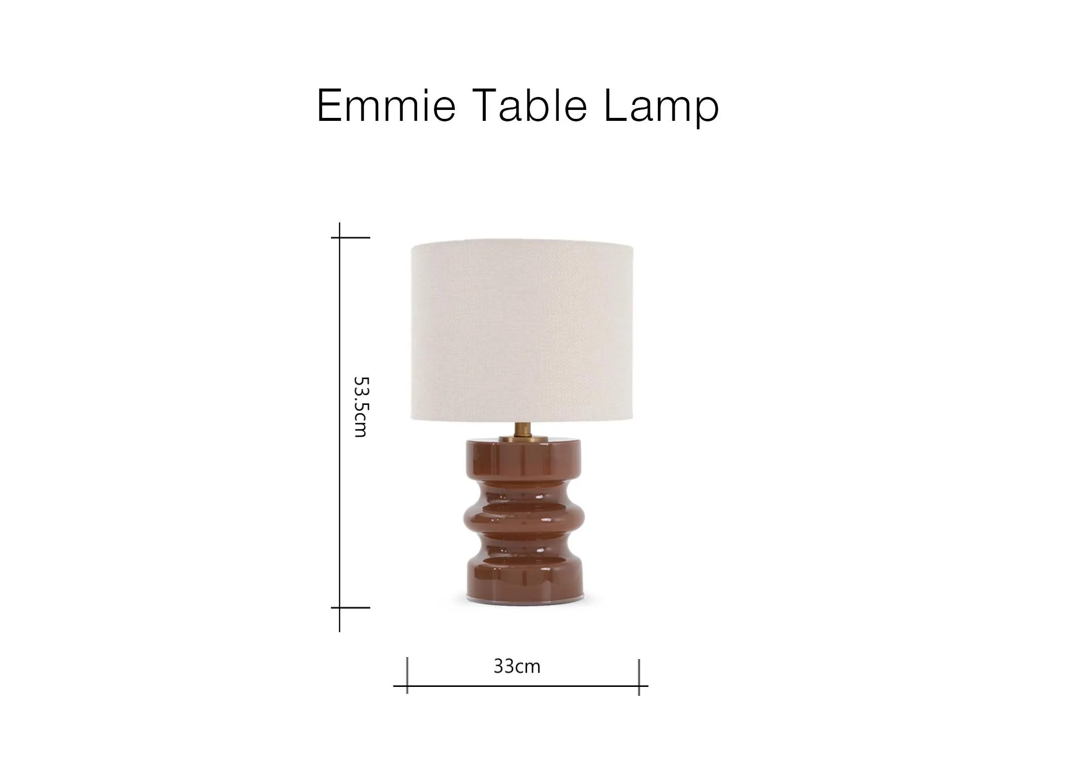 A dimension image of the Emmie Table Lamp with 53.5cm x 33cm