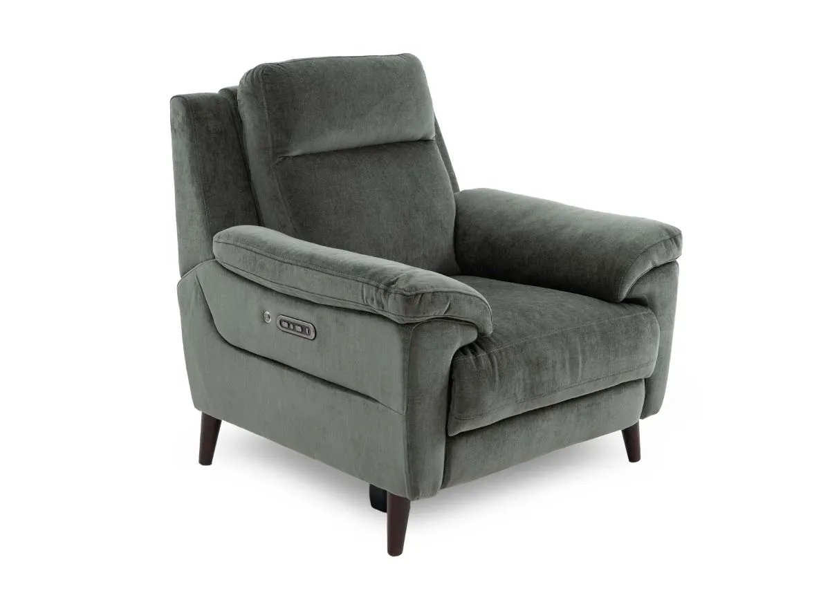 Green Fabric Power Recliner - Elliot