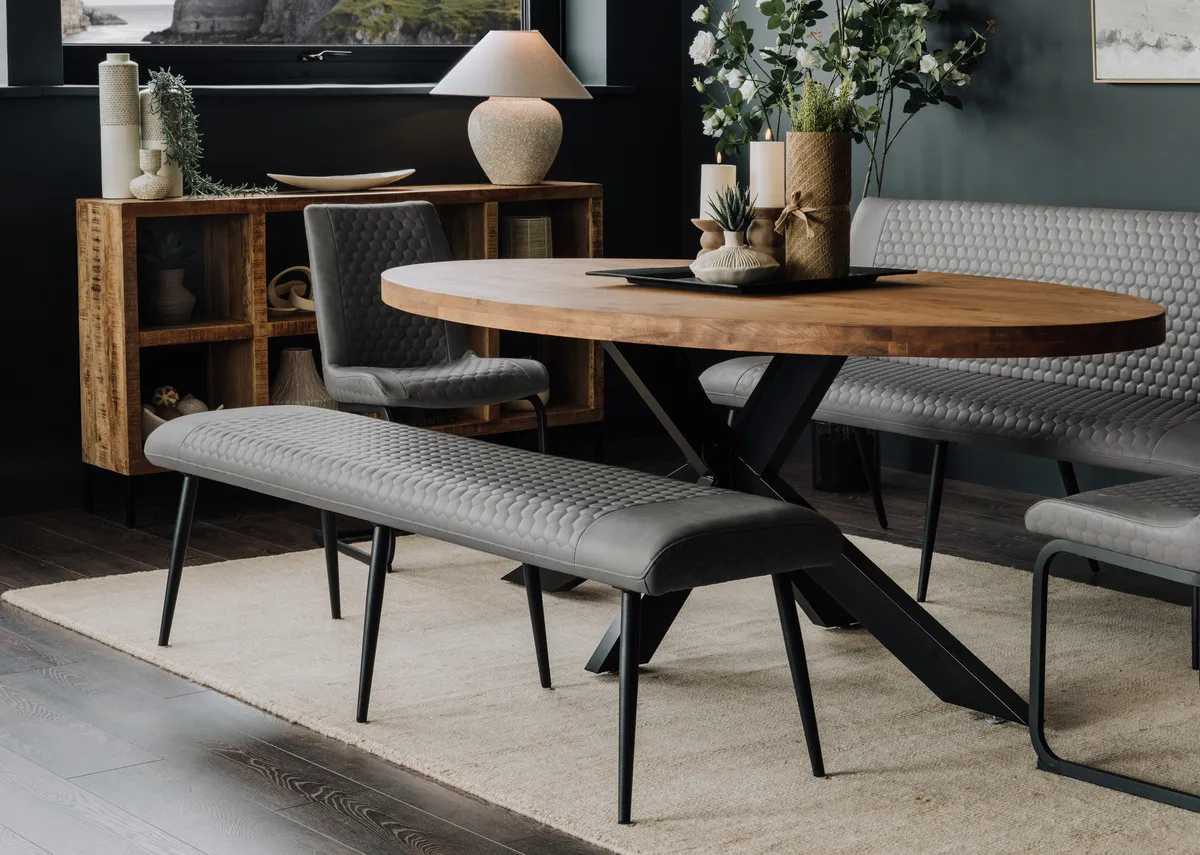 Grey Faux Leather Flat Bench - Barton