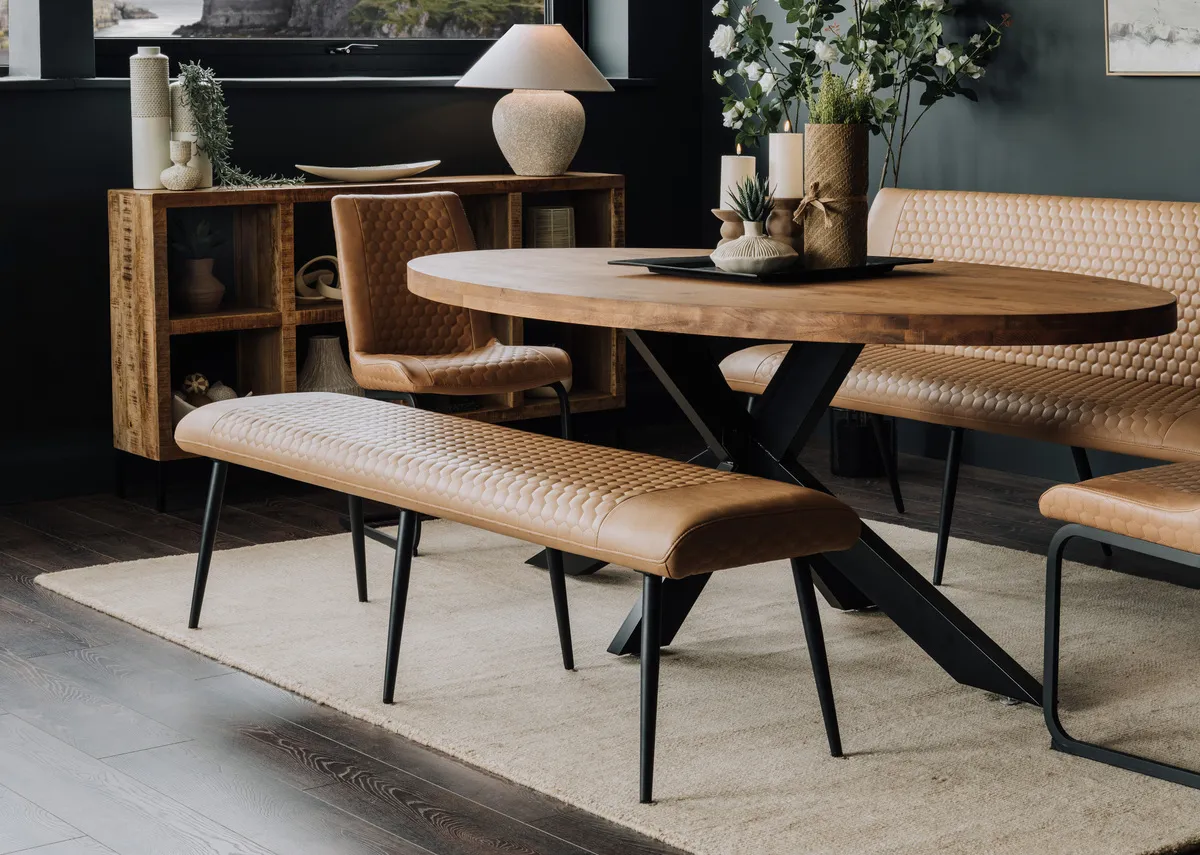 Light Brown Faux Leather Flat Bench - Barton