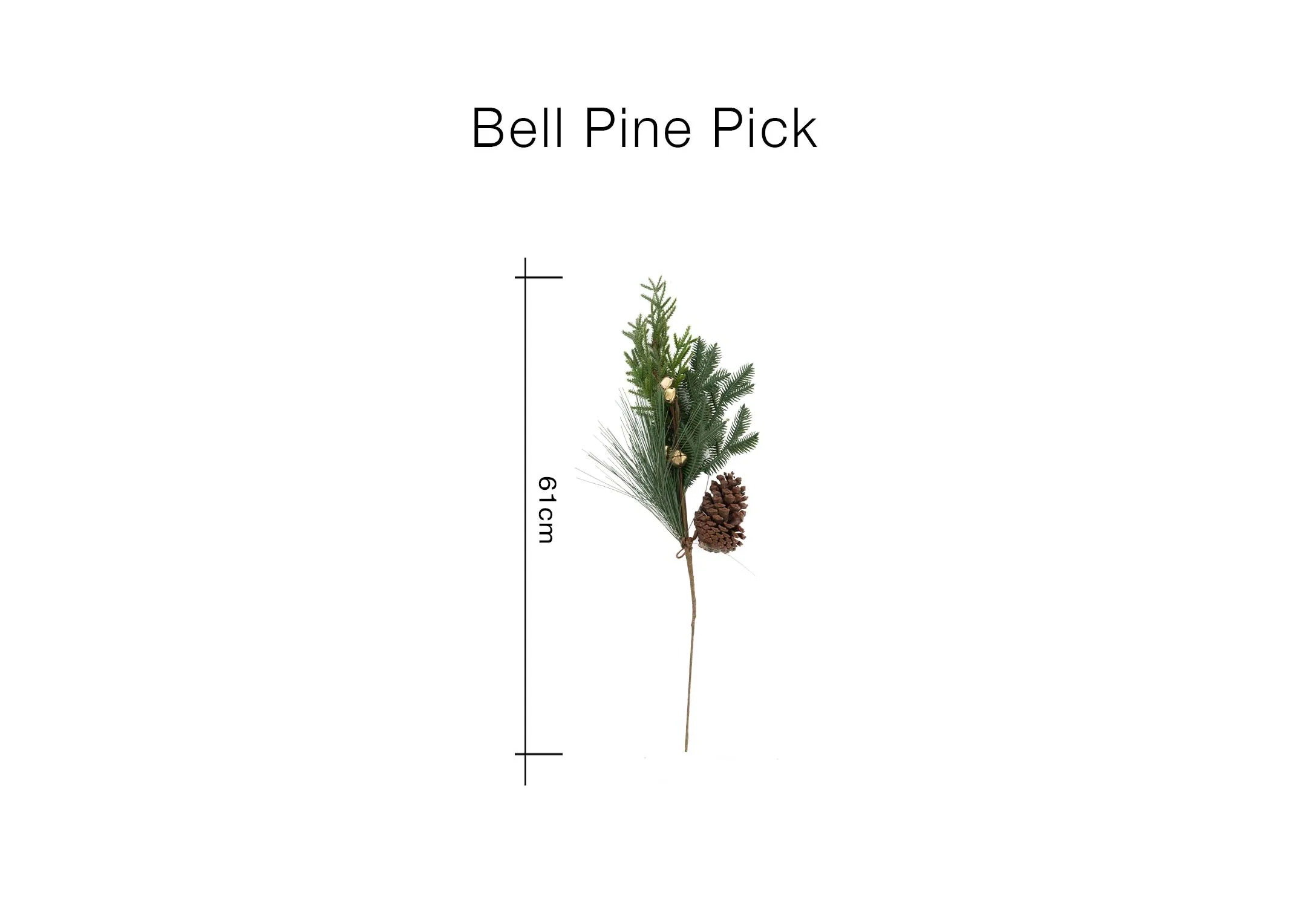A dimension image of the Bellw pine pick with 61cm