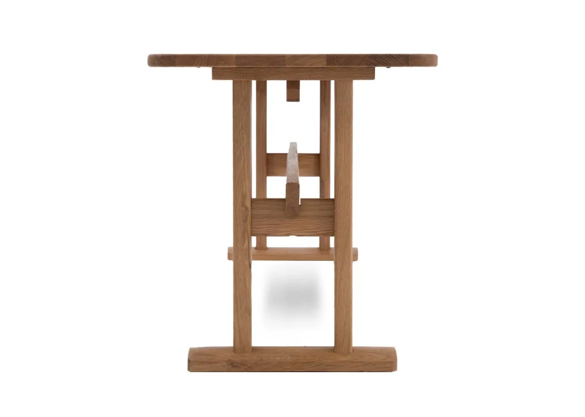 A rectangular oak bench from EZ Livings Hudson range. Side view