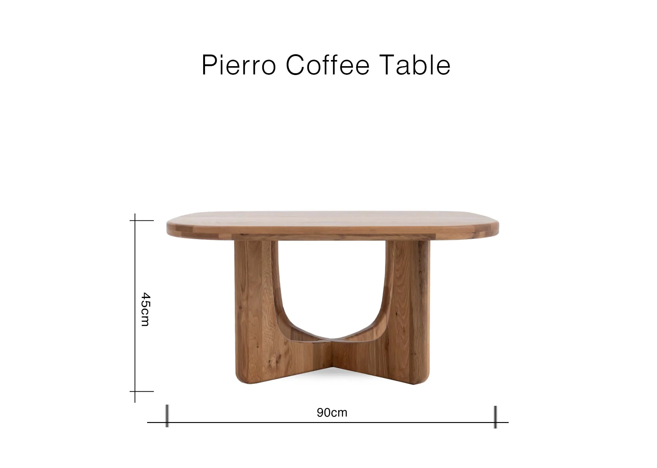 A dimension image of the Pierro Coffee Table with 90cm x 45cm