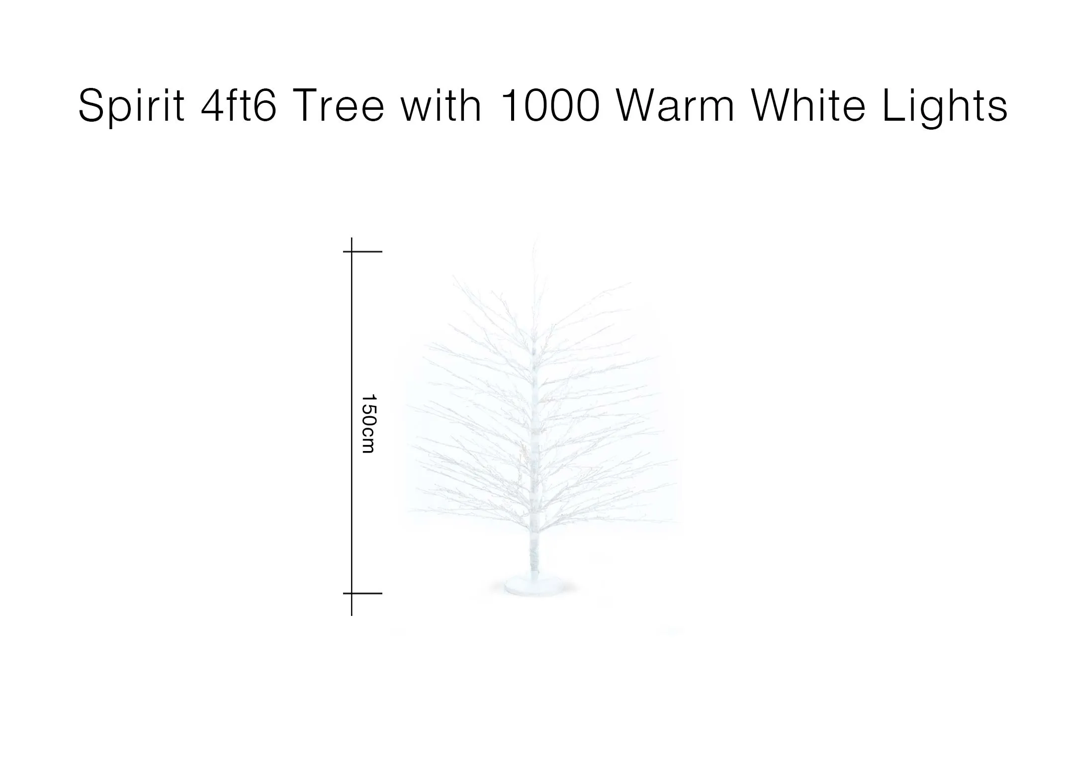 A dimension image of the Spirit 4ft6 tree with 120cm