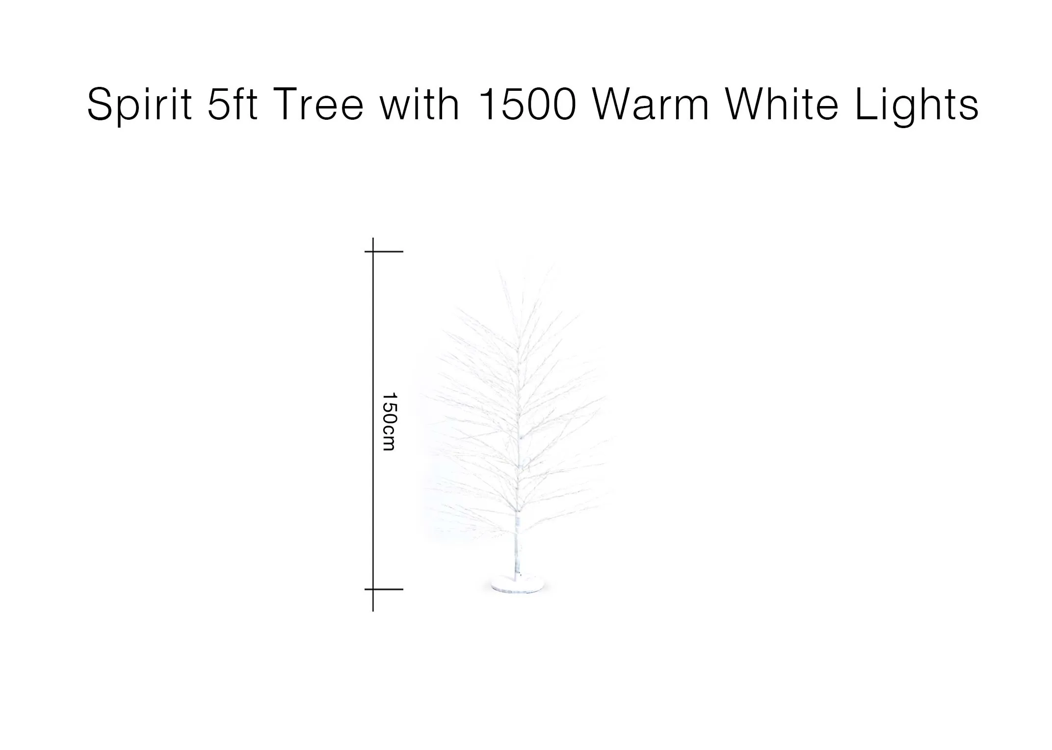 A dimension image of the Spirit tree with 150cm