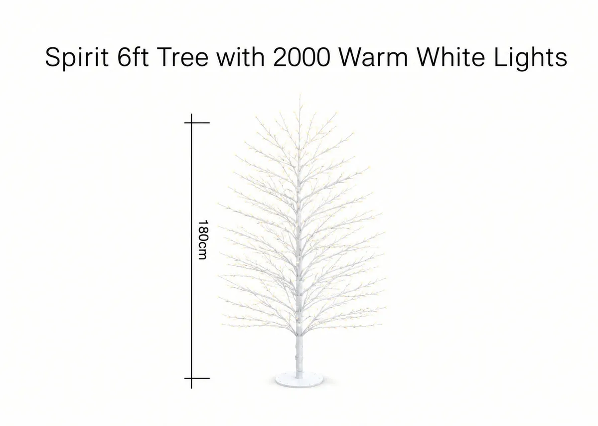 A dimension image of the Spirit 6ft tree with 180cm