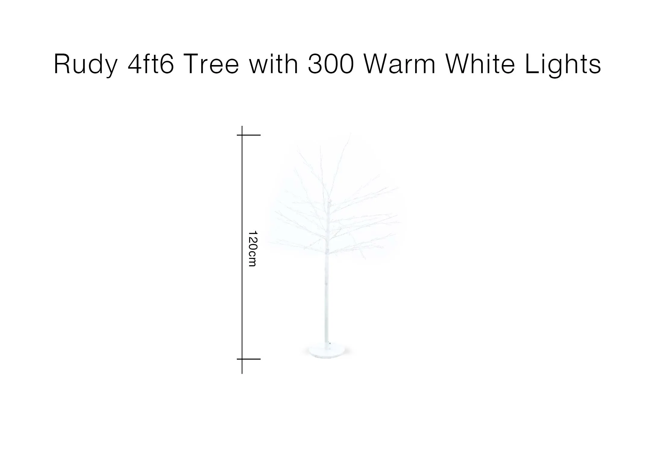 A dimension image of the Rudy Tree with 120cm
