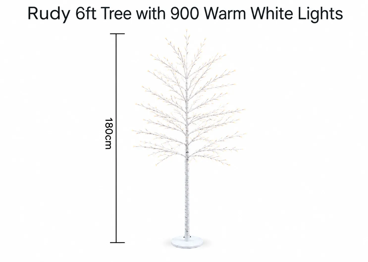 A dimension image of the Rudy Tree with 180cm
