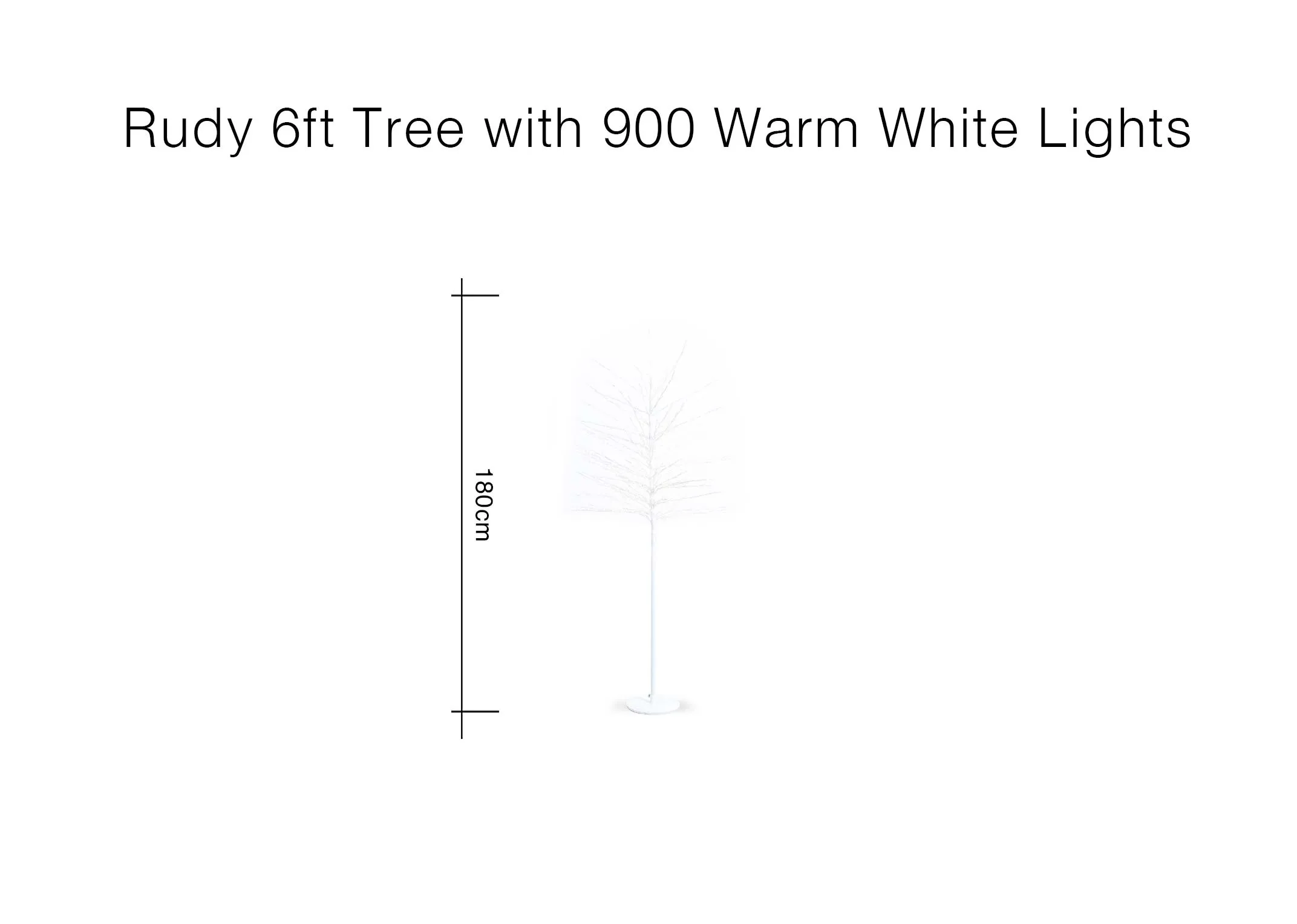 A dimension image of the Rudy Tree with 180cm