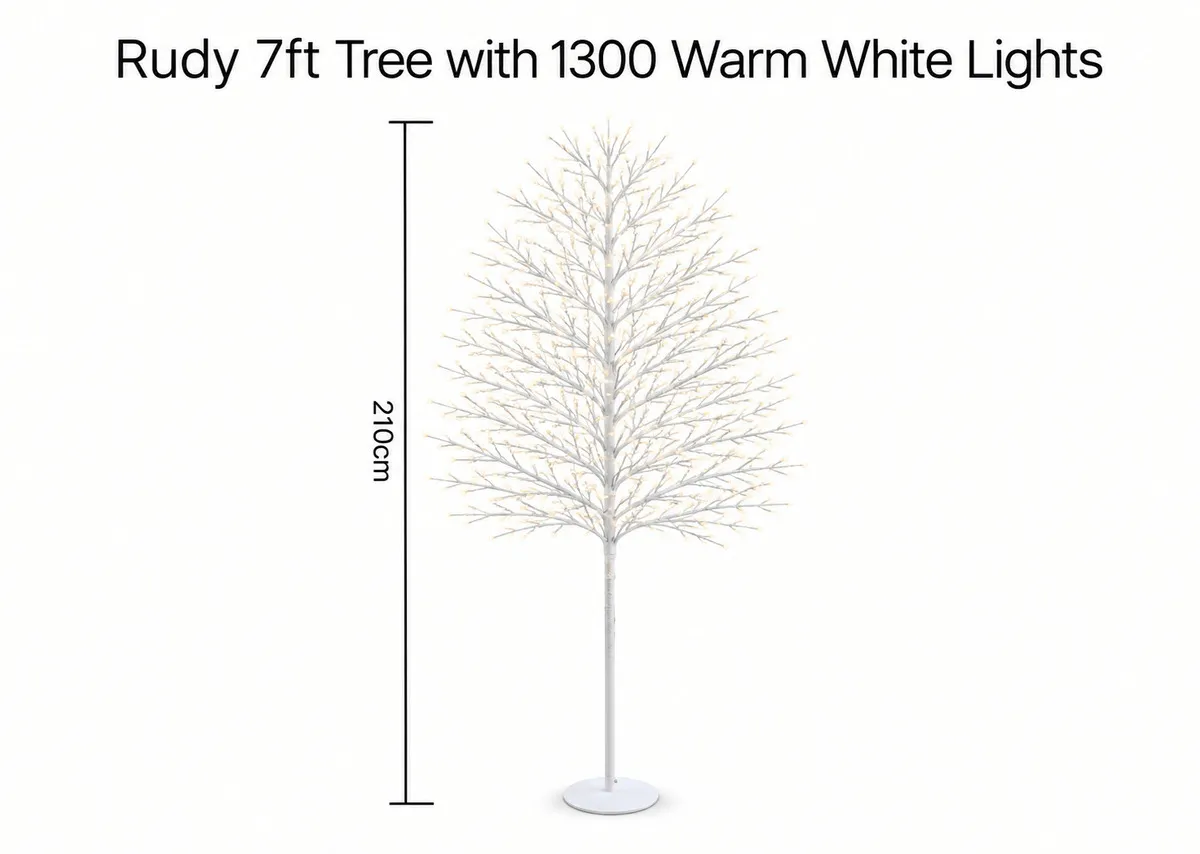 A dimension image of the Rudy 7ft Tree with 210cm