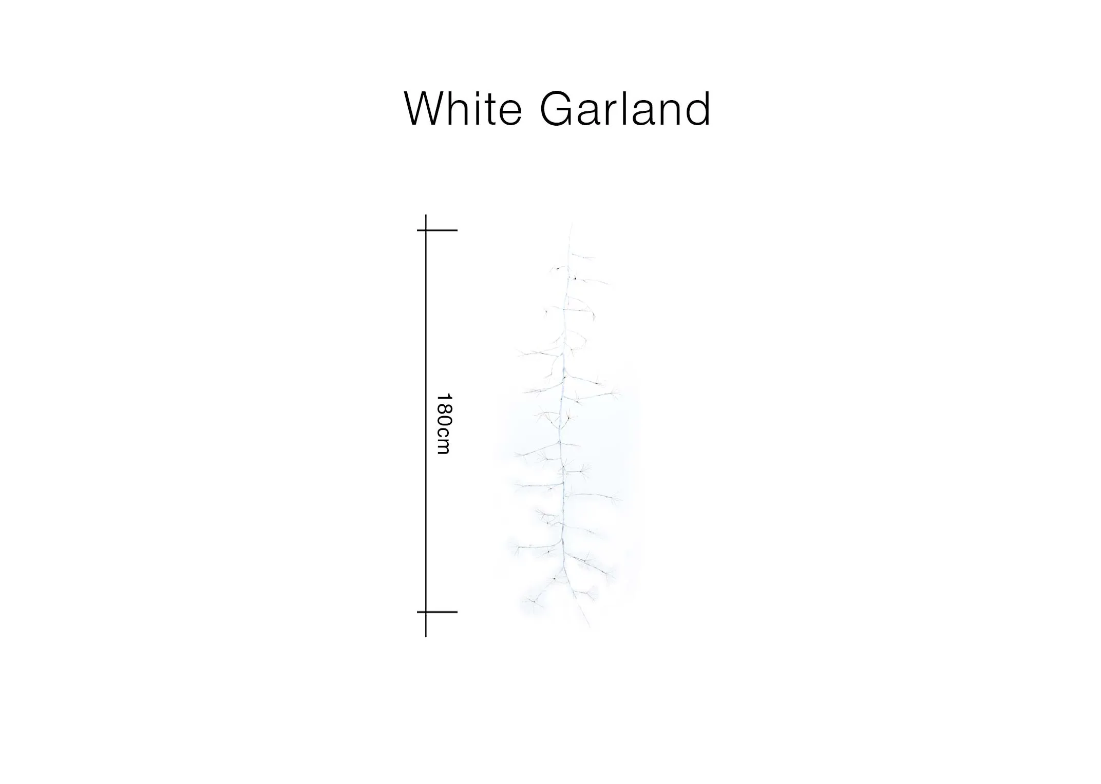 A dimension image of the White Garland 180cm