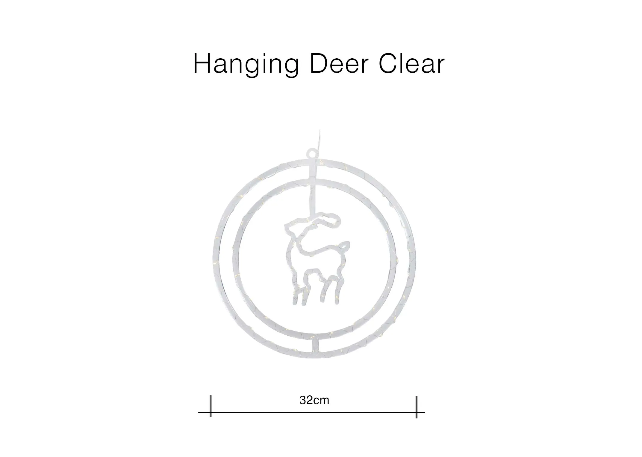 A dimension image of the Hanging Deer Light with 32cm