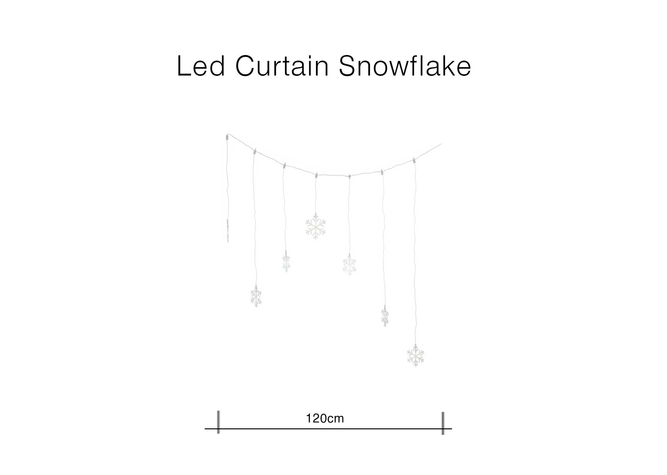An LED curtain of snowflakes operated by batteries. F