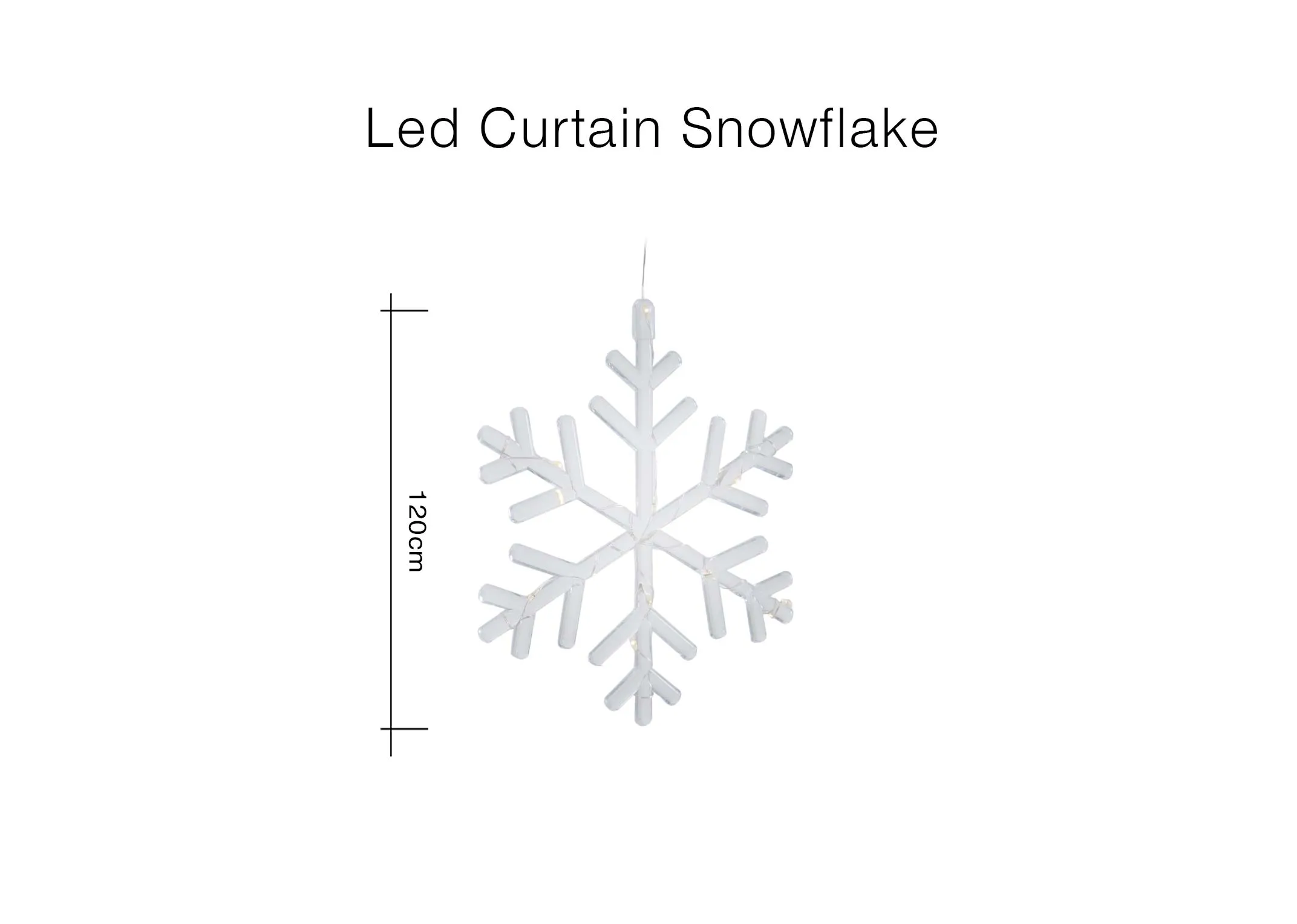 A dimension image of the LED Curtain Snowflake with 120cm