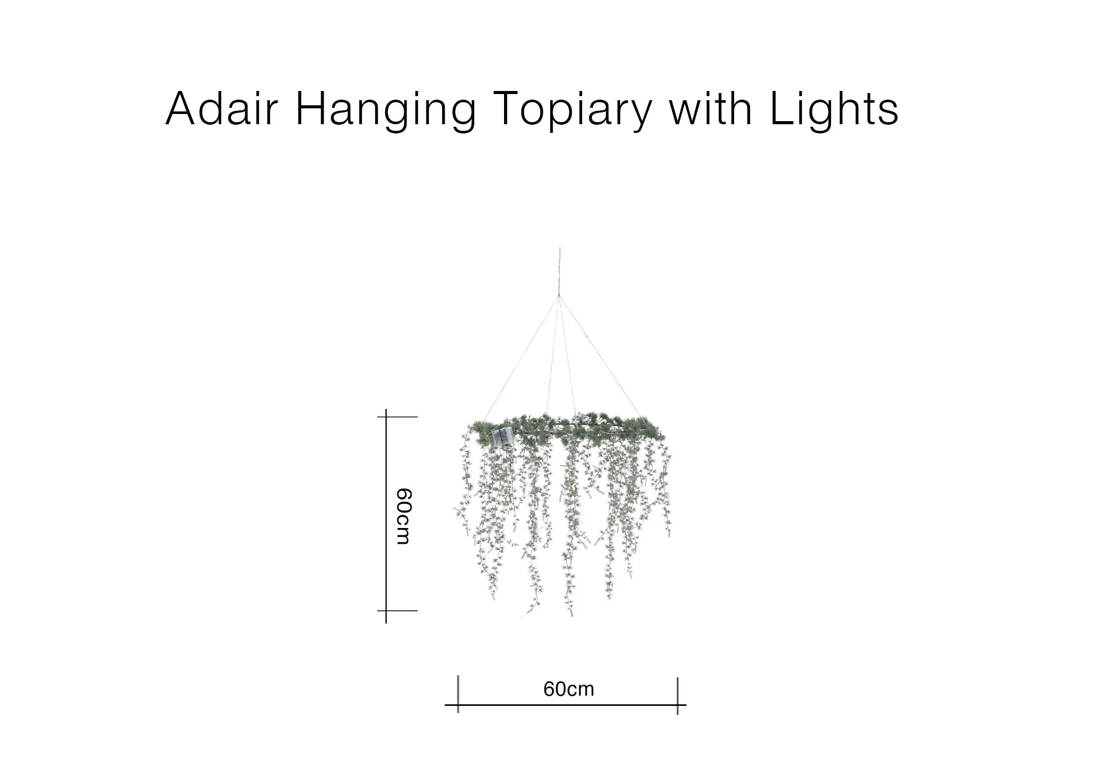 A dimension image of the Adair hanging Wreath with 60cm x 60cm