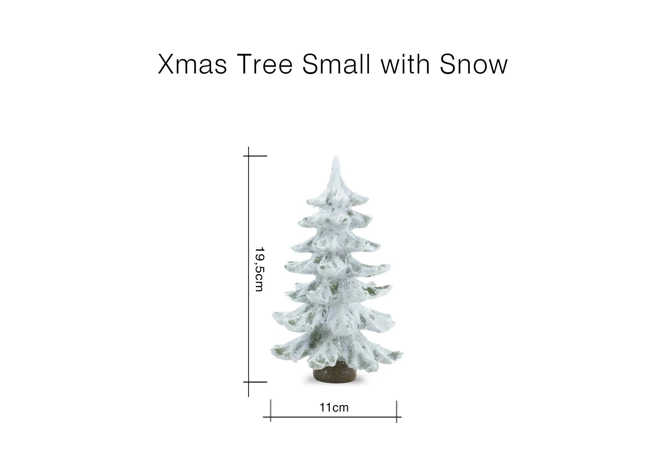A dimension image of the Xmas Snow tree with 11cm x 19.5cm