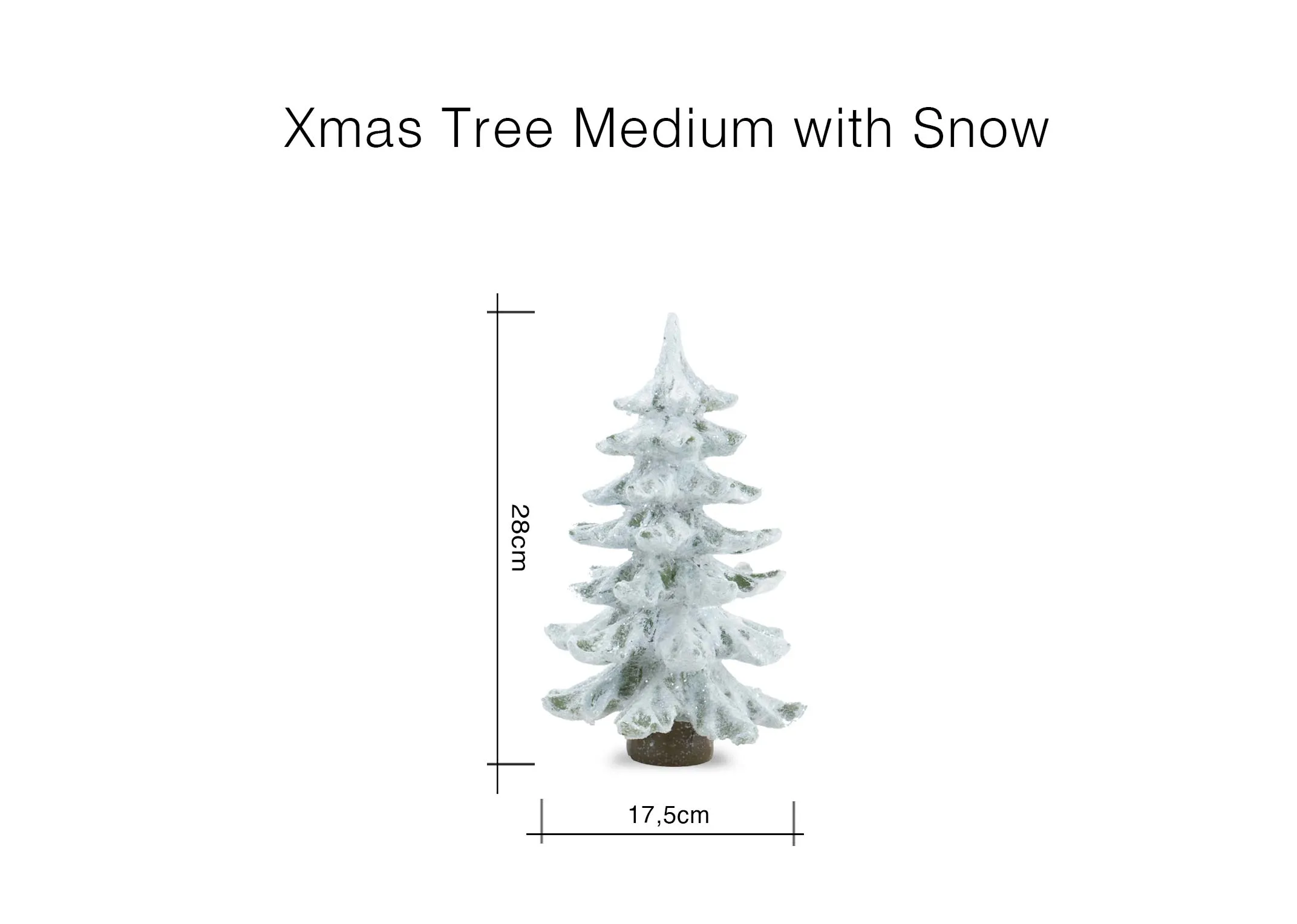 A dimension image of the Xmas tree with 17.5cm x 28cm
