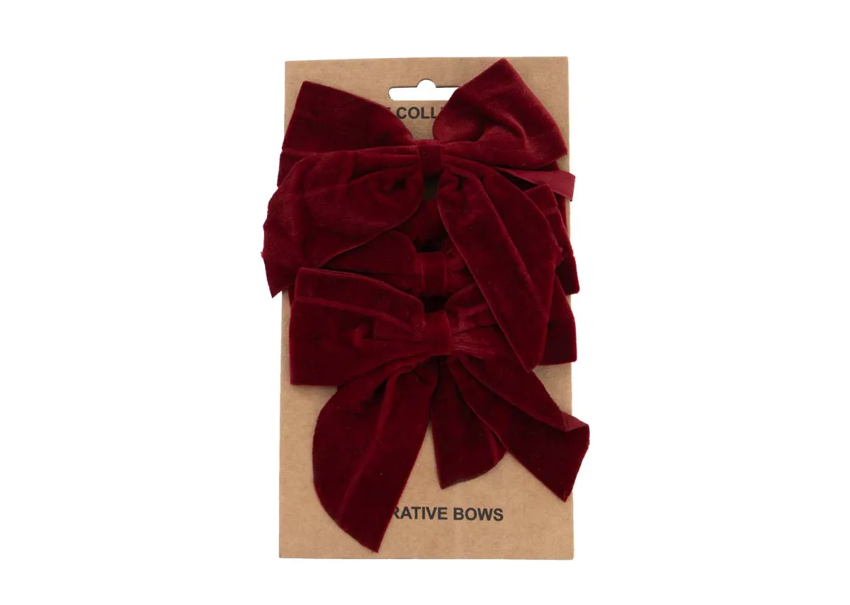 4 Pack Red Velvet Bow - Christmas Decoration