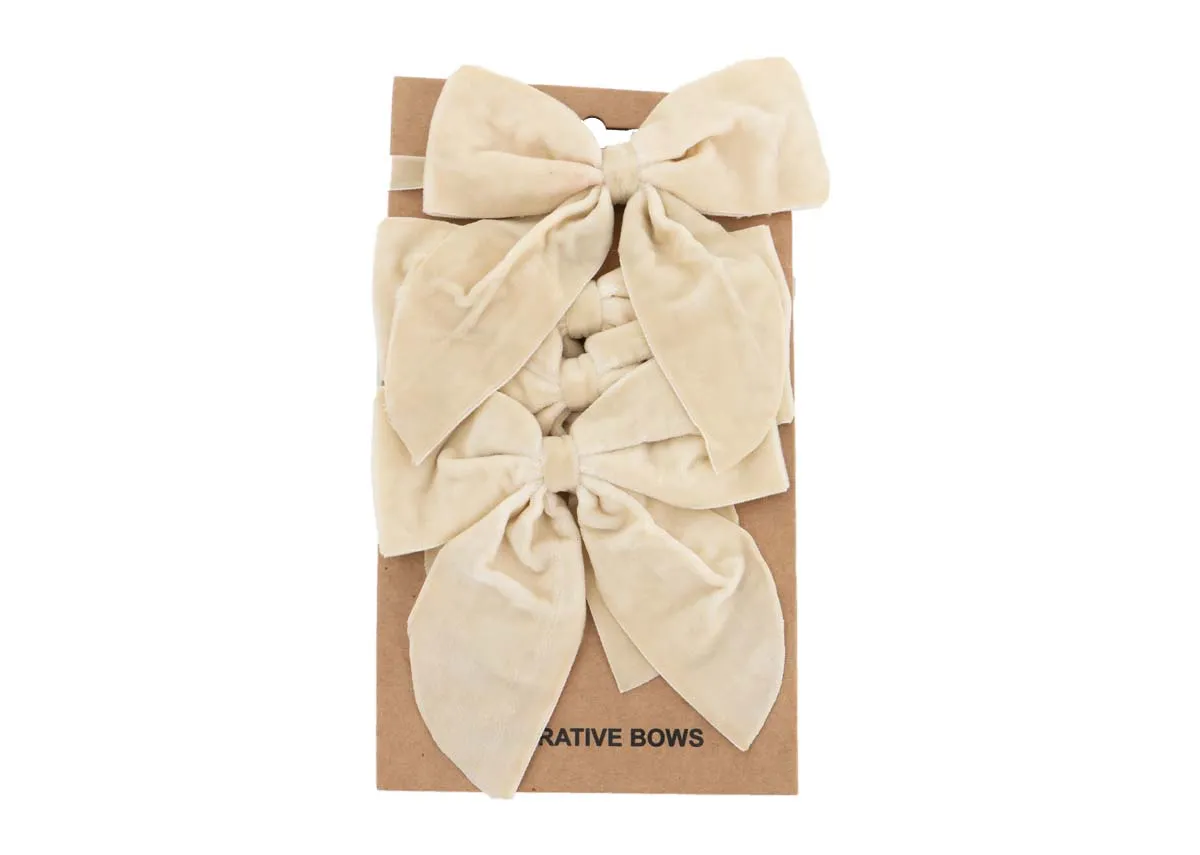 4 Pack Cream Velvet Bow - Christmas Decoration