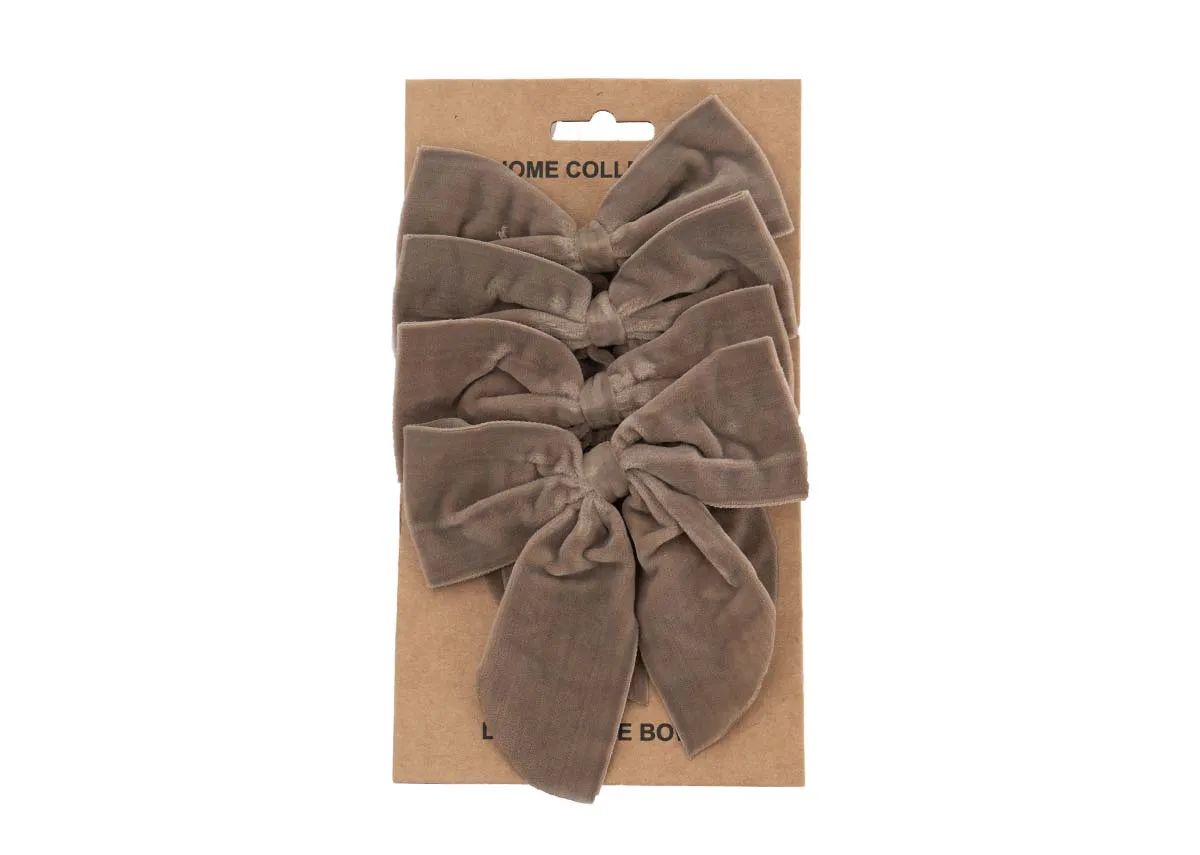 4 Pack Taupe Velvet Bow - Christmas Decoration