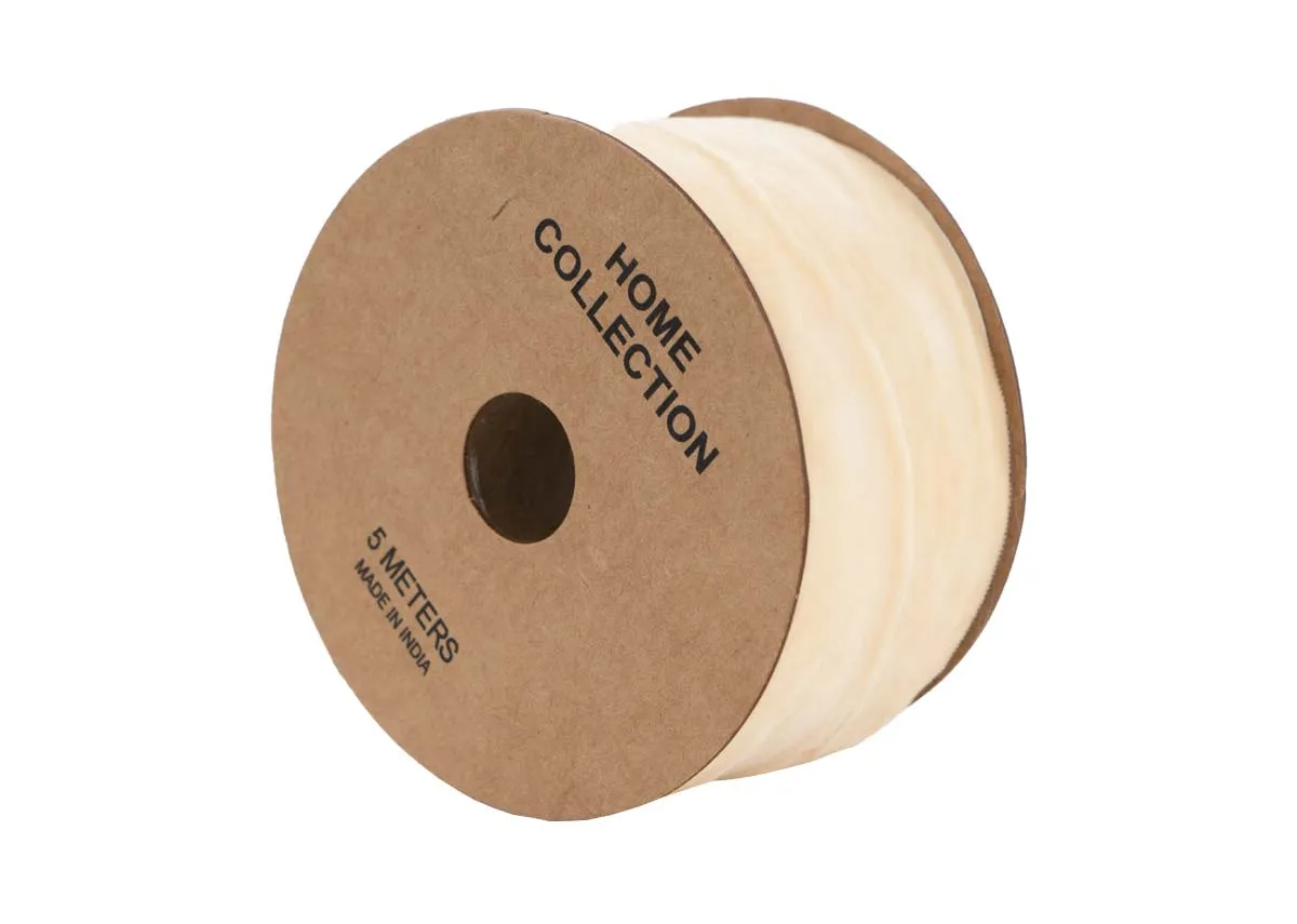 5M Vintage Cream Velvet Ribbon Roll - Christmas Decoration