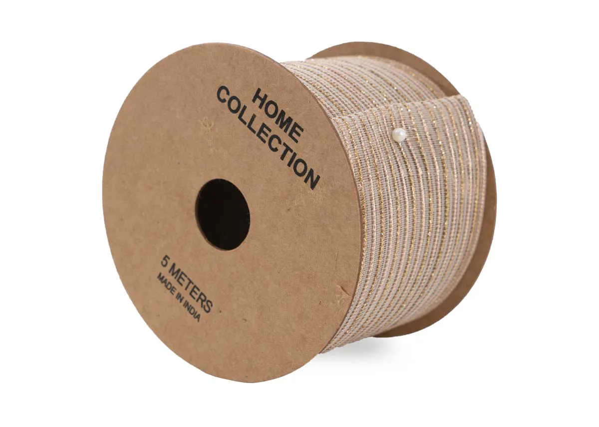 5M Vintage Gold Stripe Ribbon Roll - Christmas Decoration