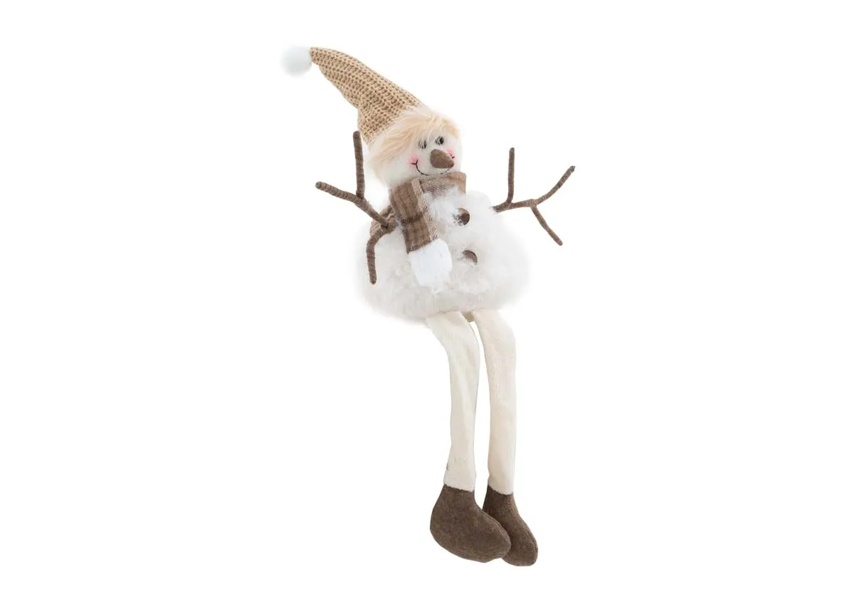 Ribbon The Sitting Snowman - Christmas Figurine