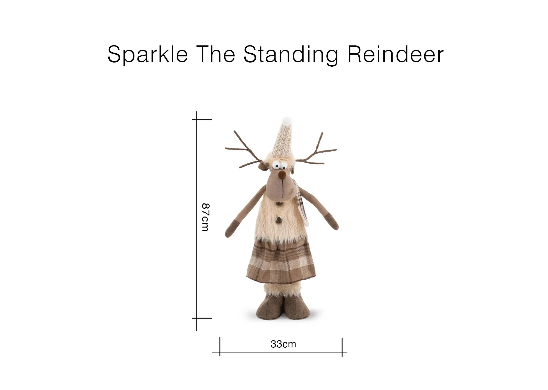 A dimension image of Sparkle the Standing Rein deer with 33cm x 87cm