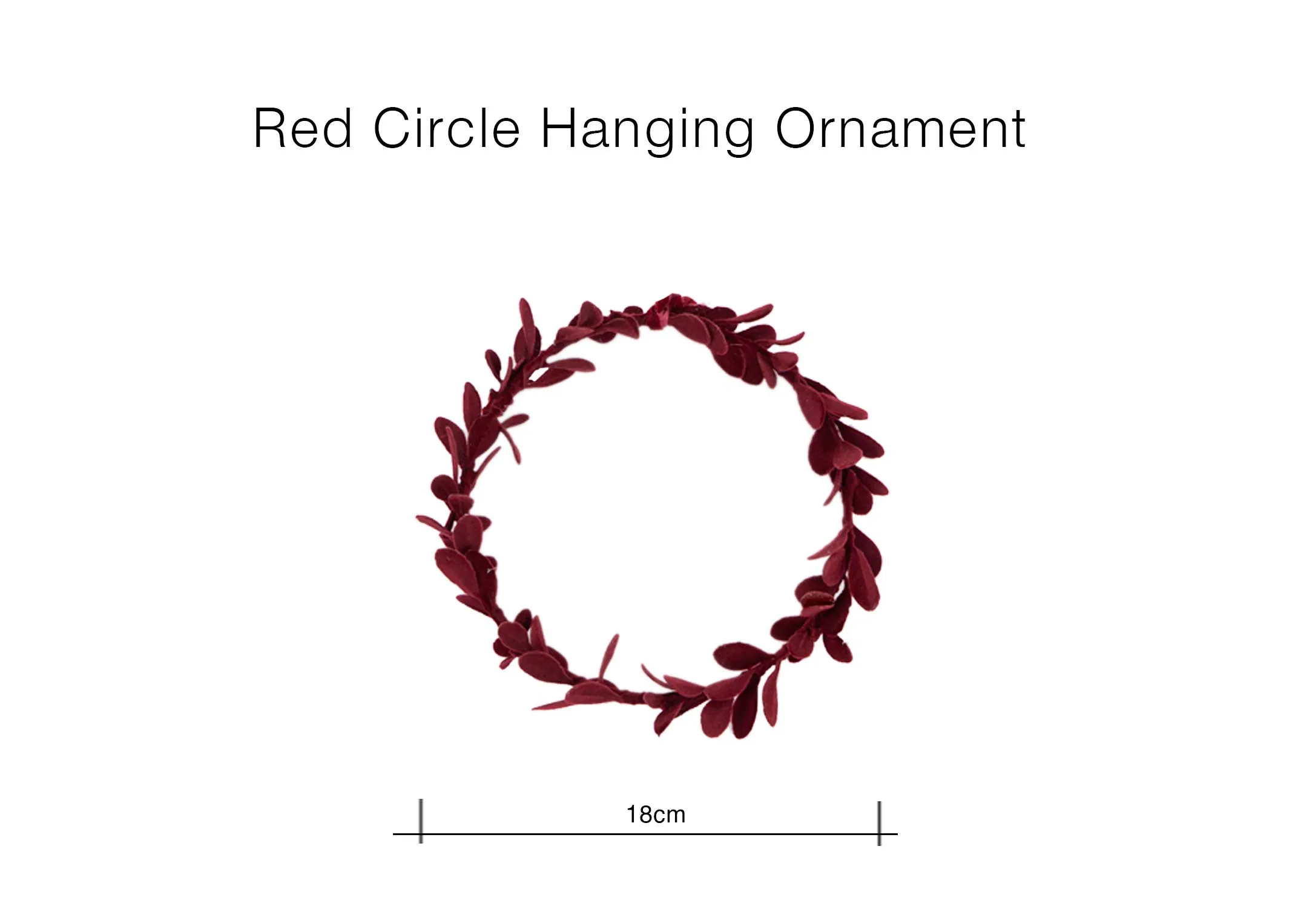 A dimension image of the Red Cirle Decoration with 23cm