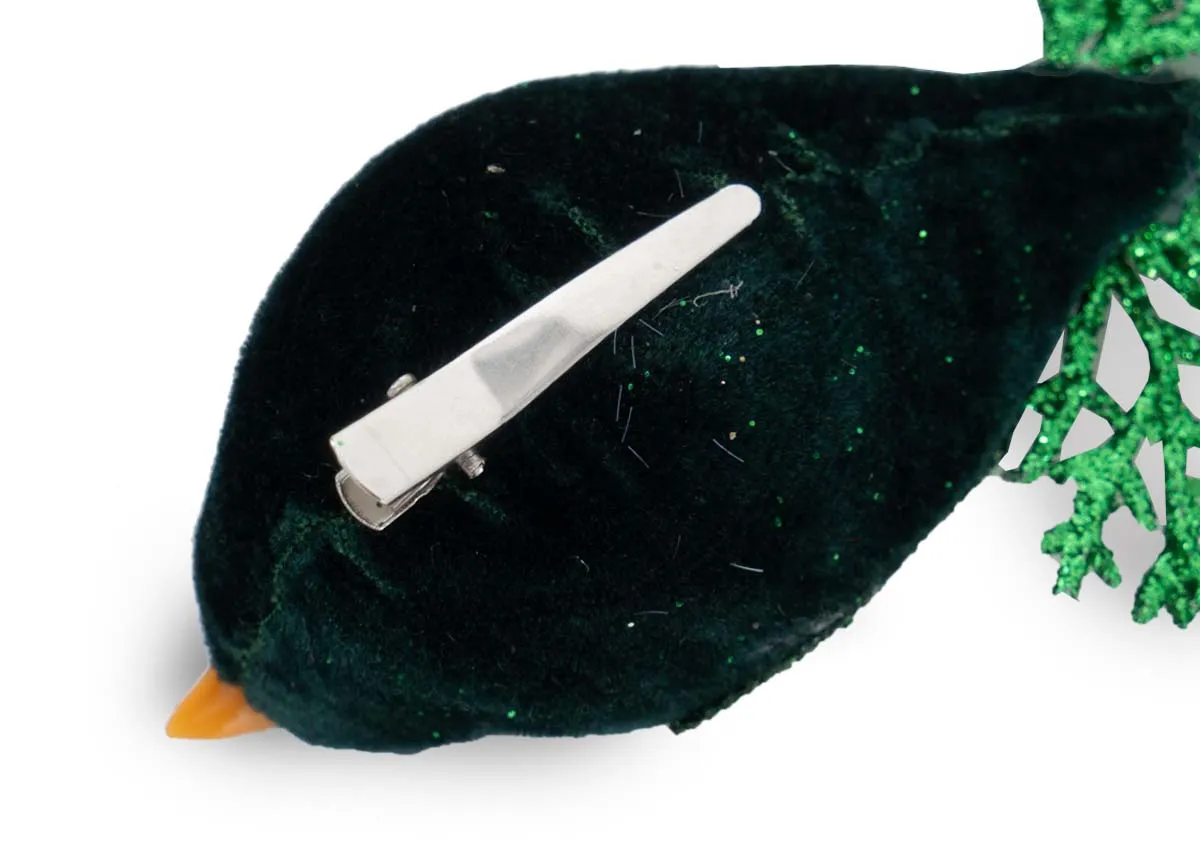 A dimension image of the Green Glitter bird with 37cm