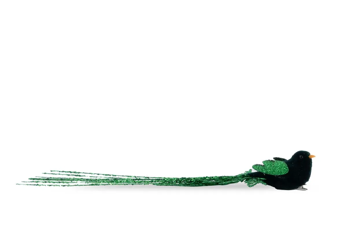 Green Glitter Bird on Clip - Christmas Decoration
