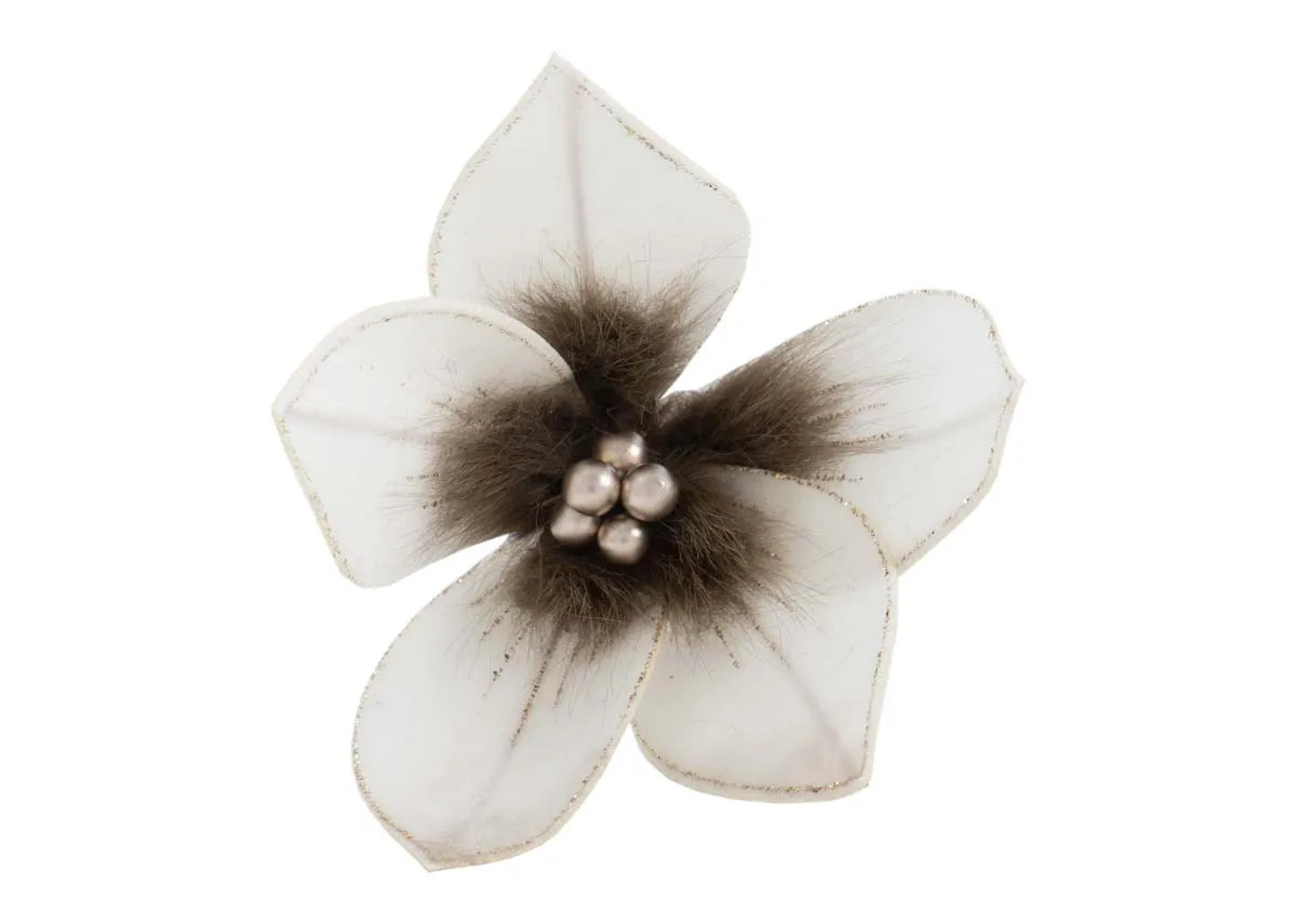 Cream Glitter Flower - Christmas Decoration