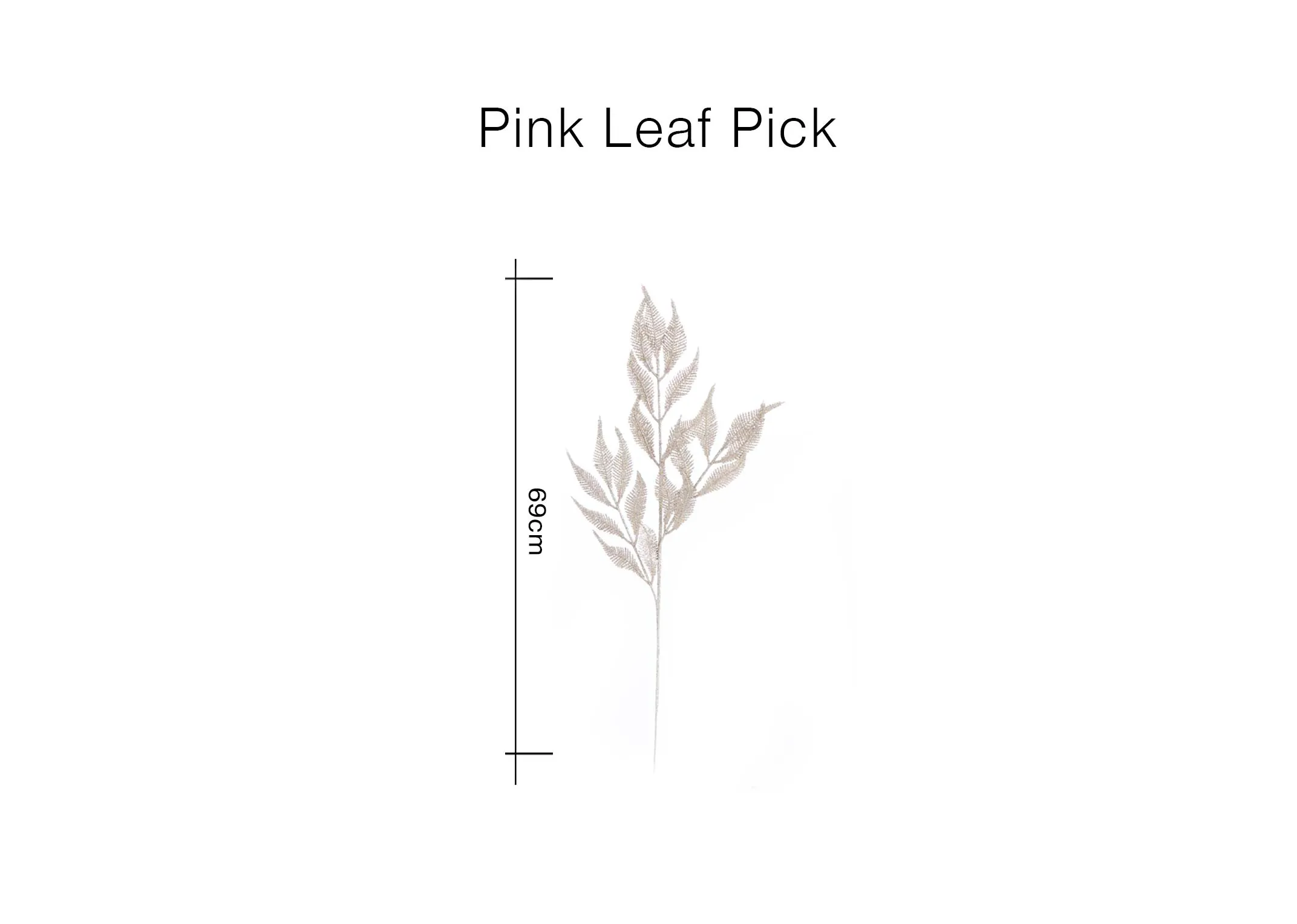 A dimension image of the Pink Leaf Pick with 69cm