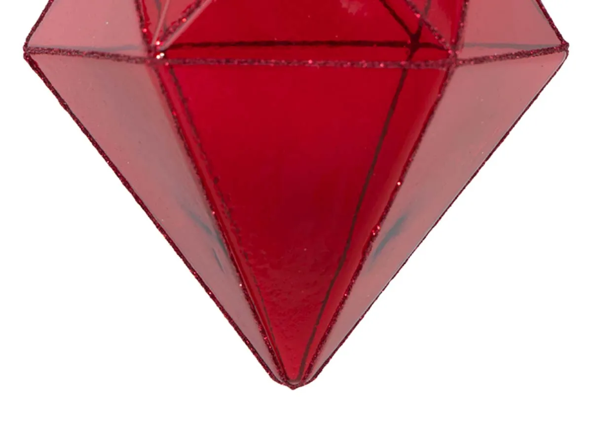A dimension image of the Clear Red Diamond bauble with 8cm x 9cm