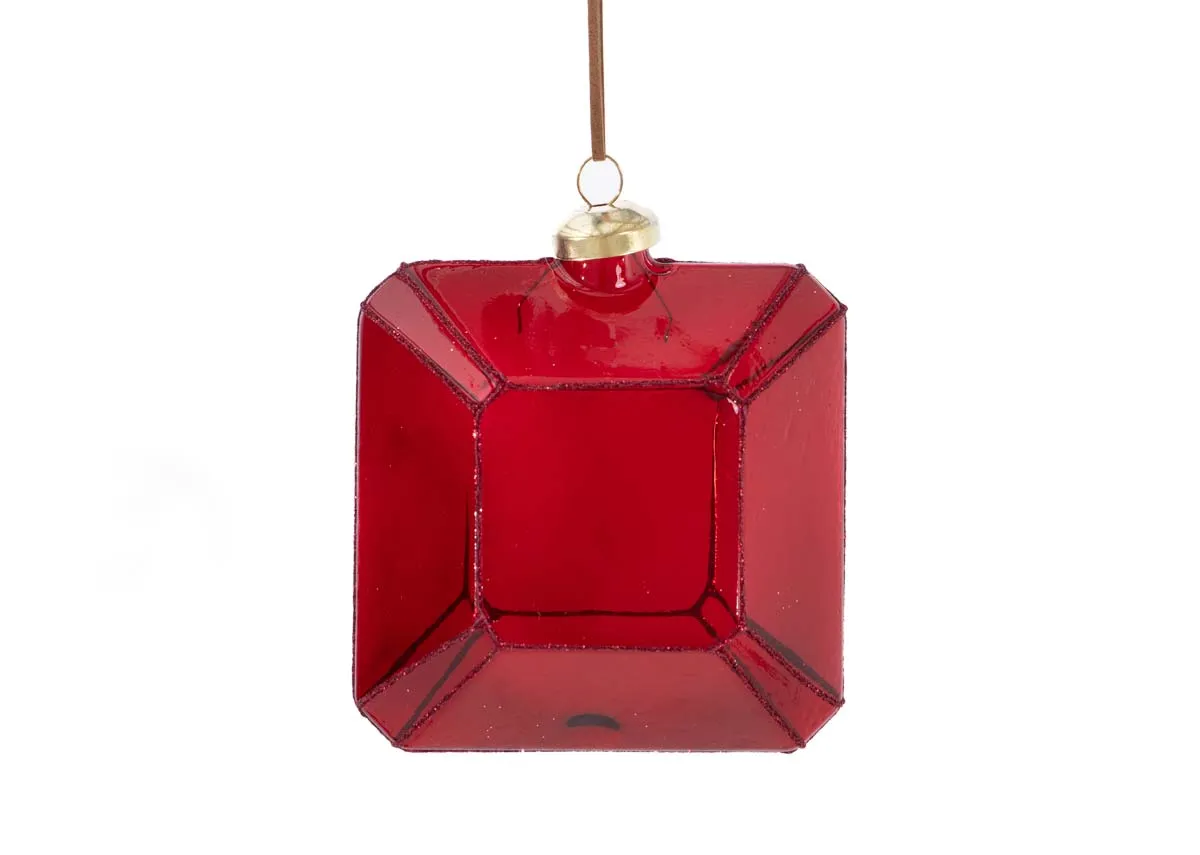 Box of 6 Clear Red Square - Christmas Bauble