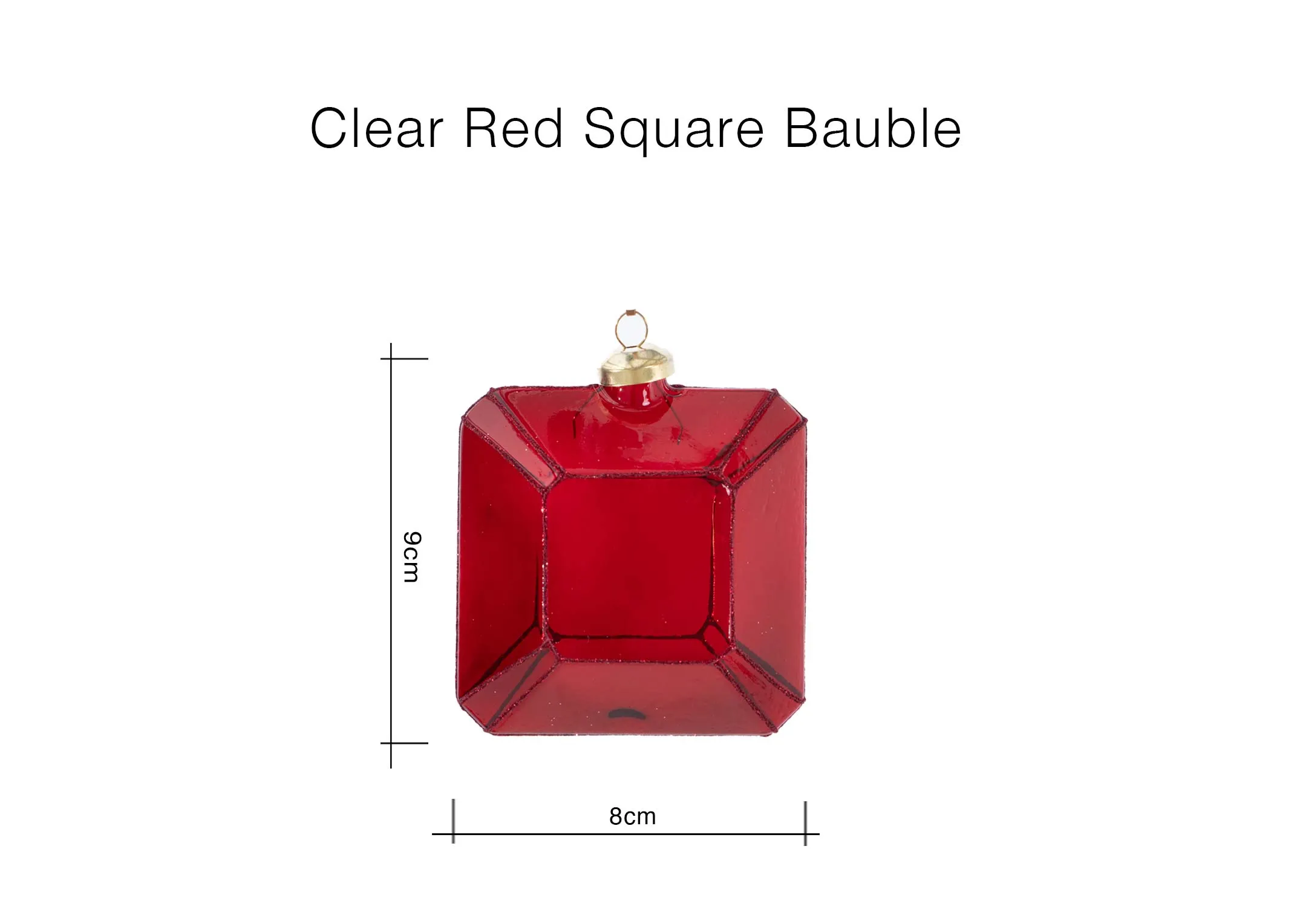 Square Bauble Box of 6 Clear Red Square - Christmas Bauble - EZ Living Furniture