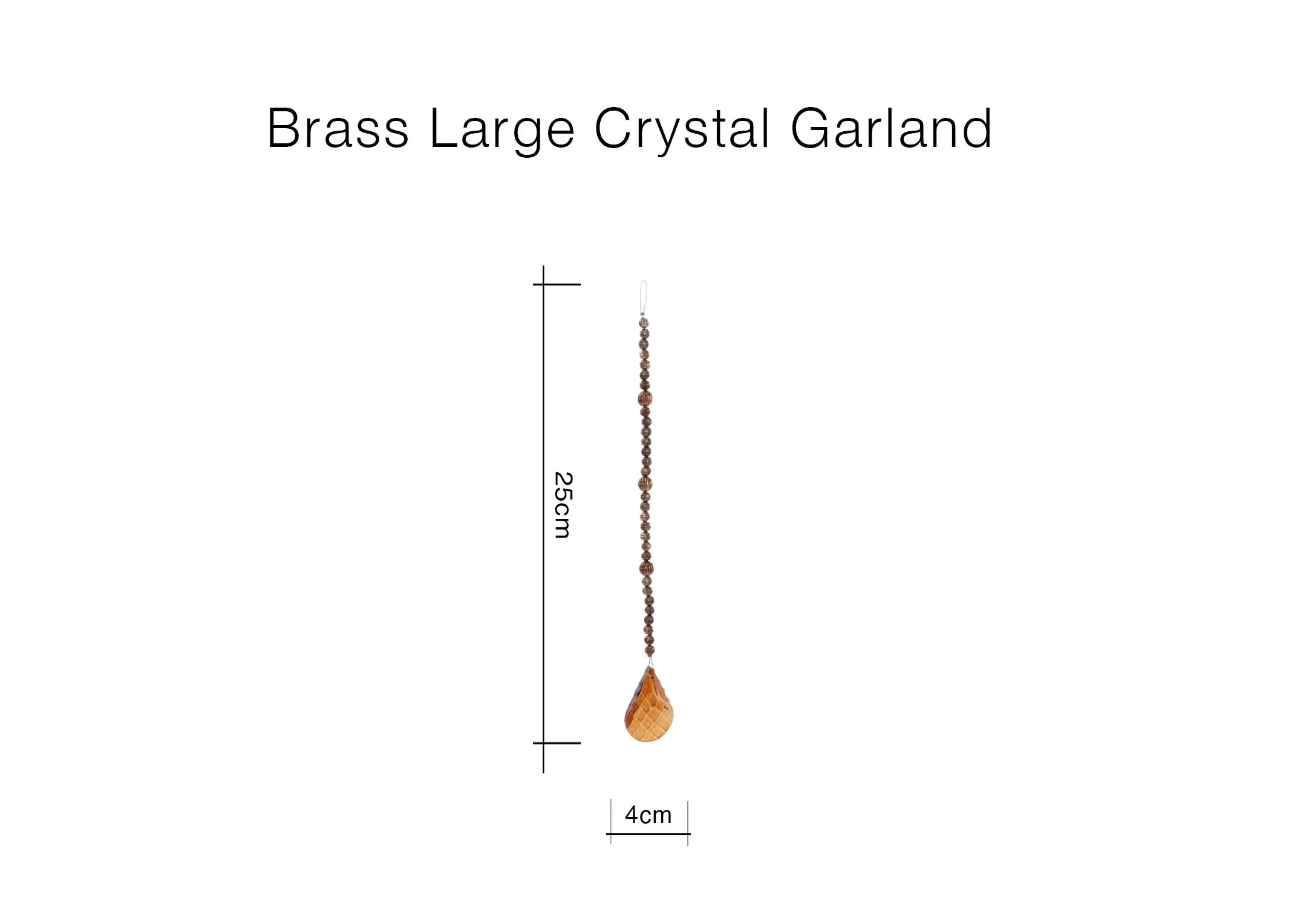 A dimension image of the Brass Large Garland with 4cm x 25cm