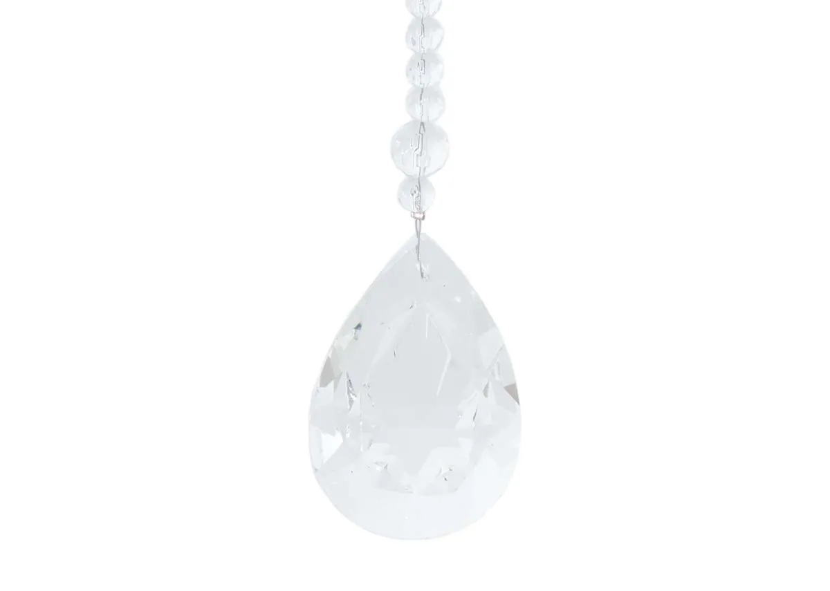 A dimension image of the Clear Crystal garland in small with 4cm x 15.5cm