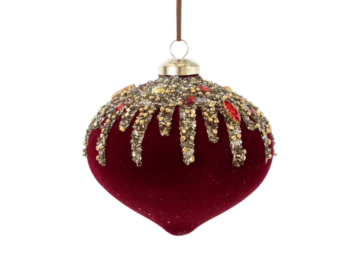 Box of 6 8cm Red & Gold Jewel - Christmas Bauble