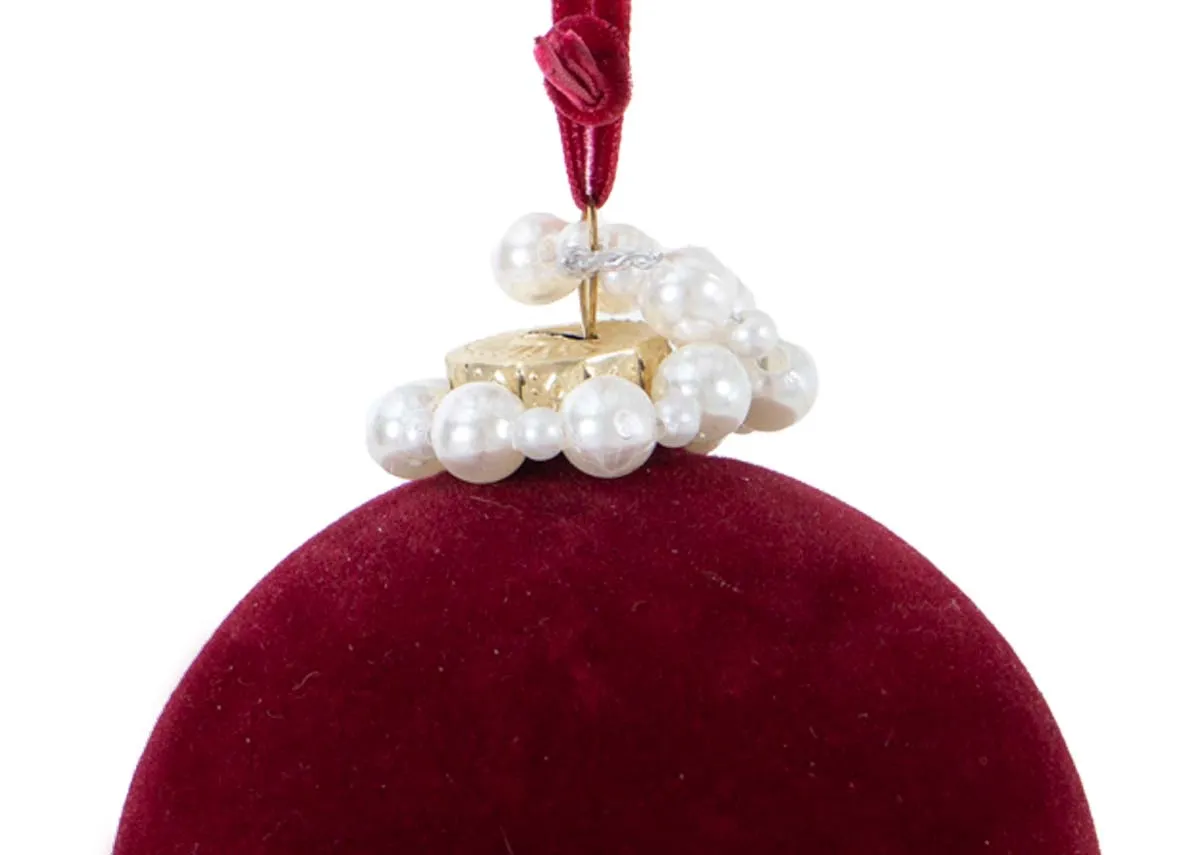 A dimension image of the Red pearl bamuble with 10cm