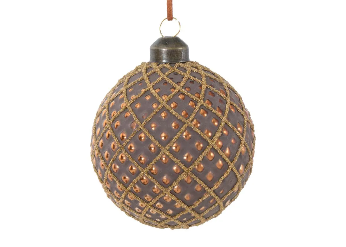 Box of 6 Brown Rose Gold - Christmas Bauble