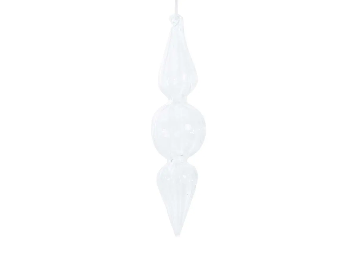 Box of 12 Clear Hanging Finial - Christmas Decoration