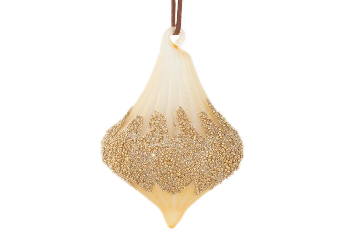 Box of 12 Glittered Gold Onion - Christmas Bauble