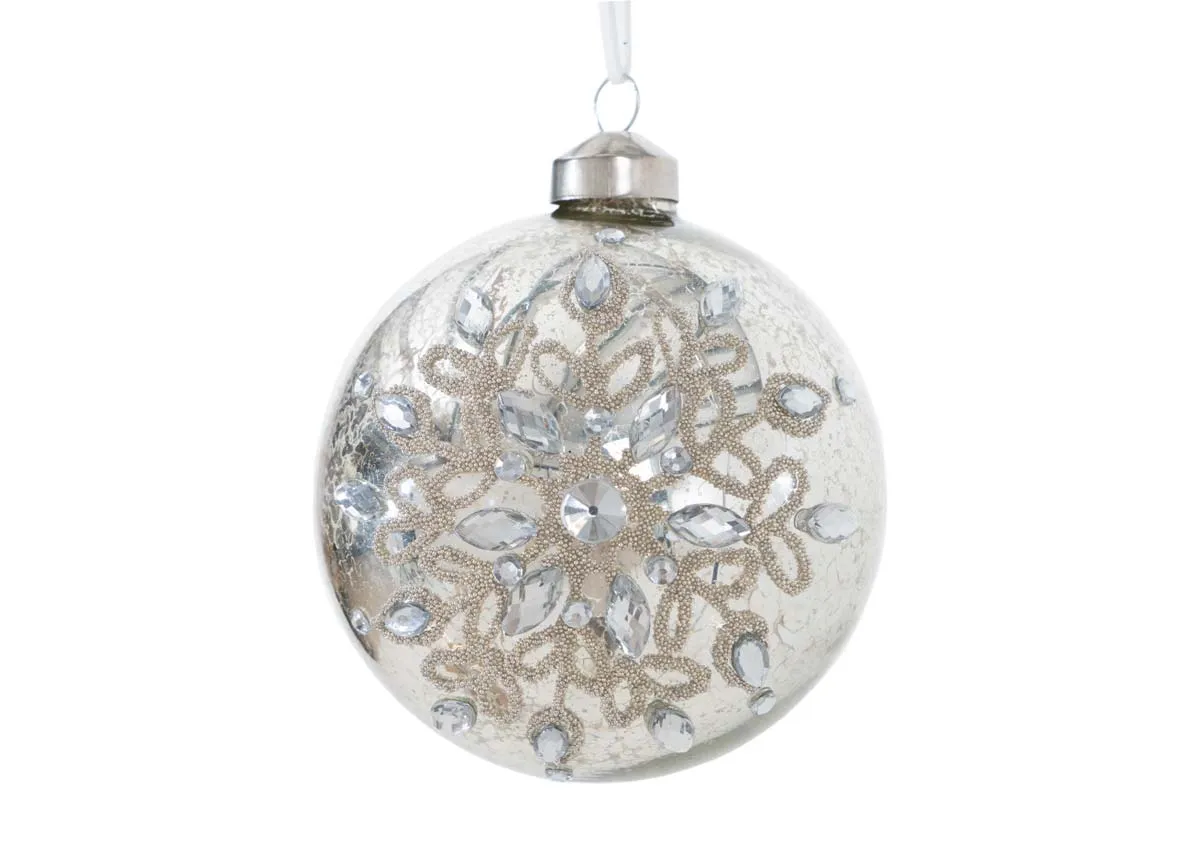 Box of 6 Clear Round Jewelled - Christmas Bauble