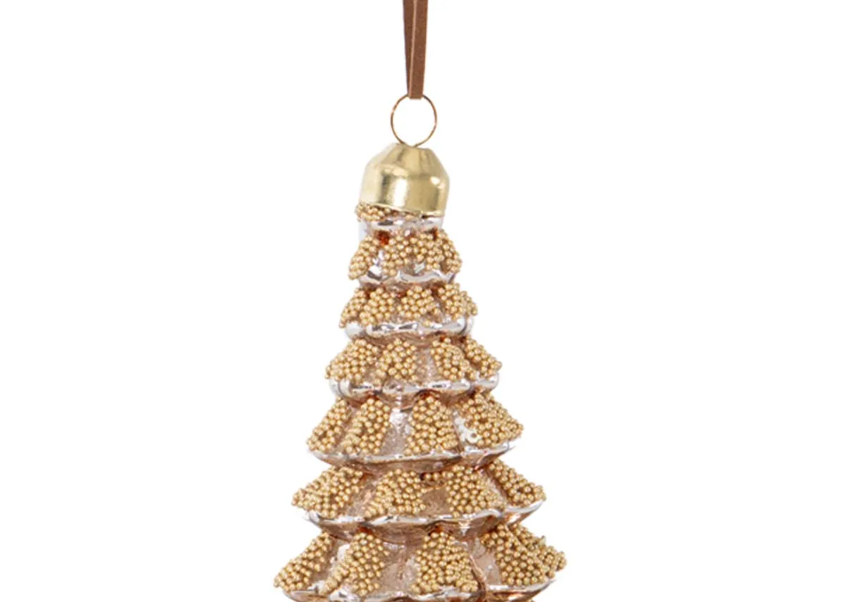 A dimension image of Gold Glittered tree with 7cm x 12cm