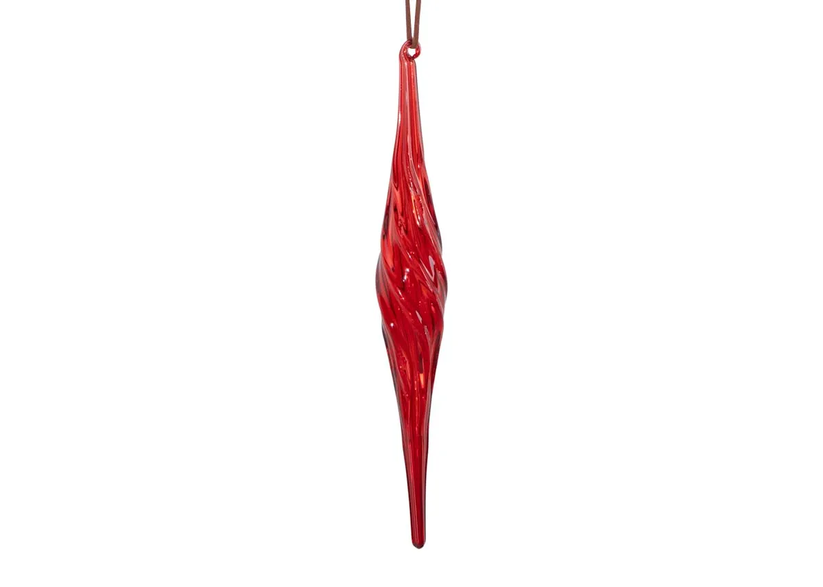 Box of 6 Red Small Hanging Finial - Christmas Decoration